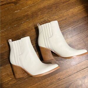 Marc Fisher Ivory Leather Ankle Booties